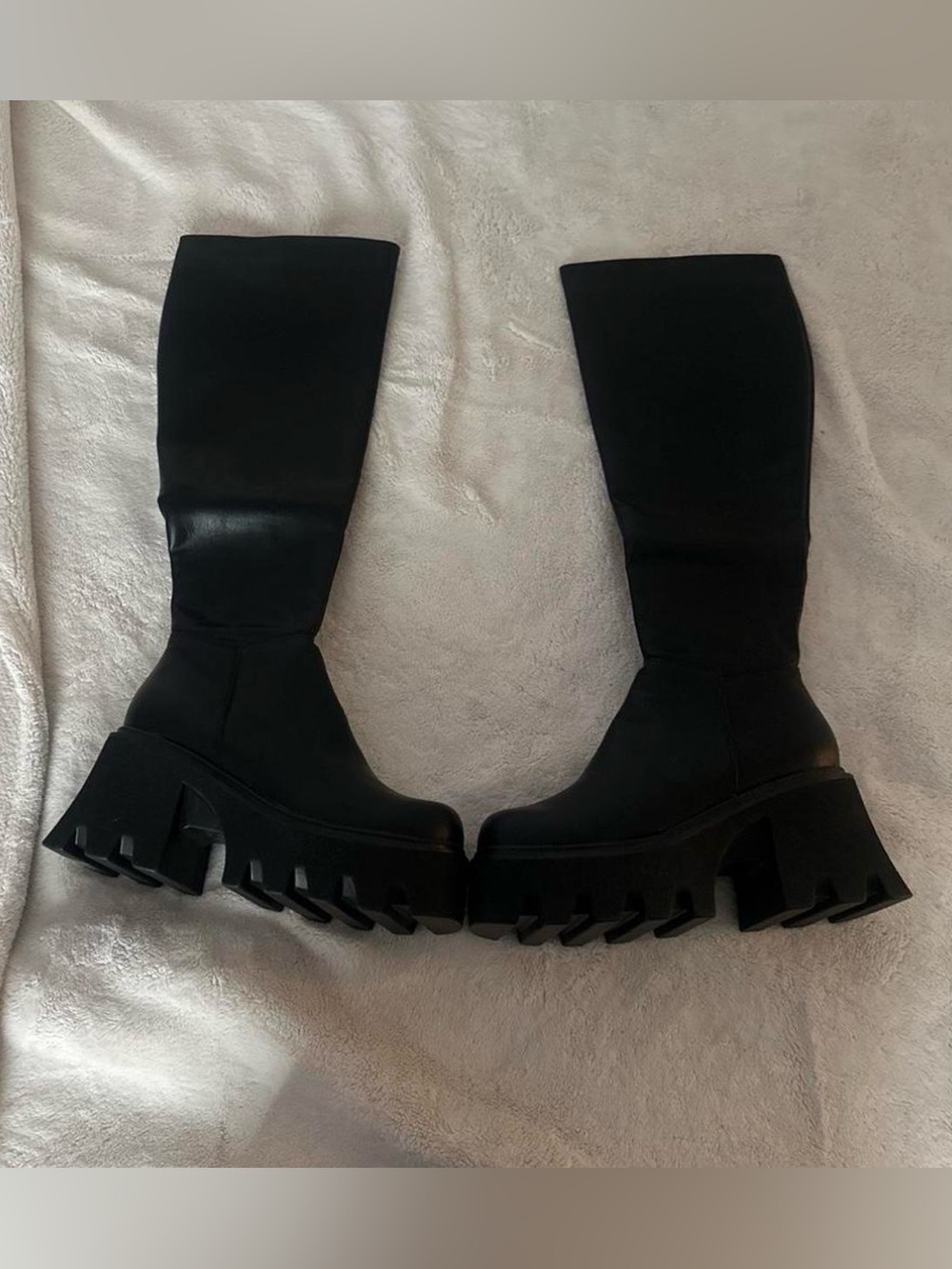 Women's Black Chunky Platform Knee-High Boots
